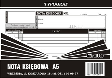 DRUK 01149 NOTA KSIĘGOWA A5 TYPOGRAF