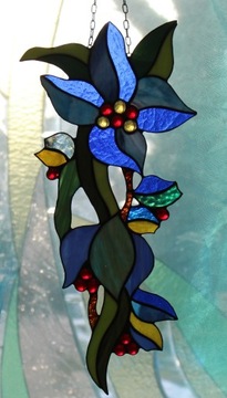 Витраж Тиффани «Райский цветок» синий