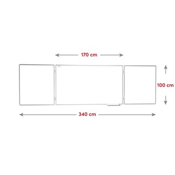 Tablica szkolna tryptyk 120x180/360 suchościeralna magnetyczna biała