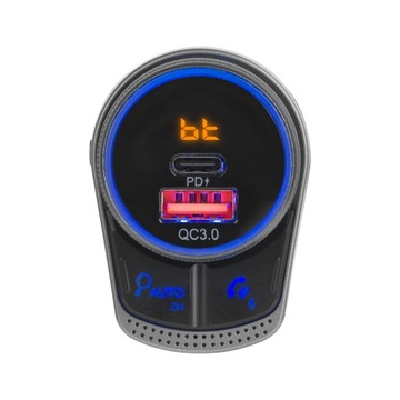 Bluetooth FM-передатчик USB-C AUX PD QC зарядное устройство