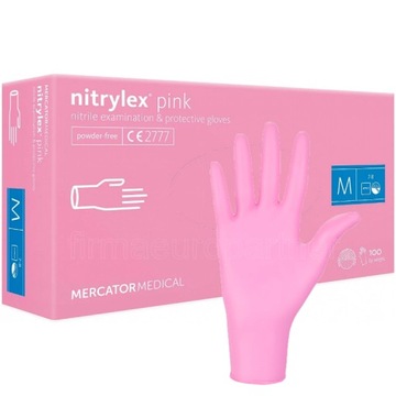 RĘKAWICE RĘKAWICZKI NITRYLOWE a'100 pink|różowe M'