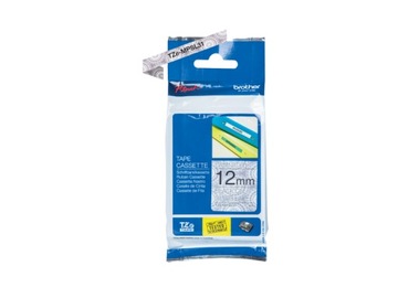 Oryginalna taśma Brother TZE-MPSL31 12mm czarny na srebrnej koronce