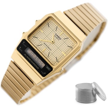 ZŁOTY ZEGAREK UNISEX CASIO Vintage Dual Time AQ-800EG-9ADF + BOX