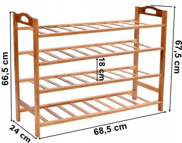 КНИЖНЫЙ ШКАФ ПОДСТАВКА ПОЛКА ДЛЯ ОБУВИ ШКАФ БАМБУК ДЕРЕВЯННЫЙ ОРГАНАЙЗЕР 4 ПОЛКИ