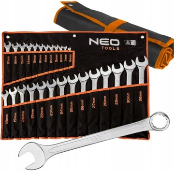 KLUCZE PŁASKO-OCZKOWE 6-32 MM ZESTAW 26 ELEMENTÓW W ETUI NEO TOOLS