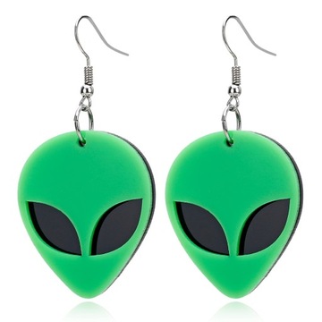 WISZĄCE KOLCZYKI 3D BIŻUTERIA UFO