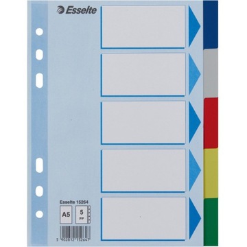 Przekładki plastikowe numeryczne z PP A5 5 kart 1-5 15264 ESSELTE