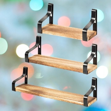 КОМПЛЕКТ ИЗ 3 ДЕРЕВЯННЫХ ПОЛОК В СТИЛЕ РИСТИЧНЫЙ ЛОФТ