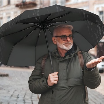 SOLIDNY PARASOL PARASOLKA SKŁADANA AUTOMAT UNISEX 10 DRUTÓW + POKROWIEC