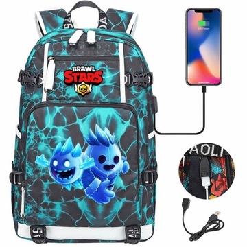 Plecak Brawl Stars Ice Spike z ładowaniem USB Wodoodporny o dużej pojemności
