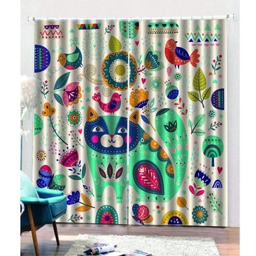 Zasłony 3D Cartoon Zasłony okienne Zasłony do salo