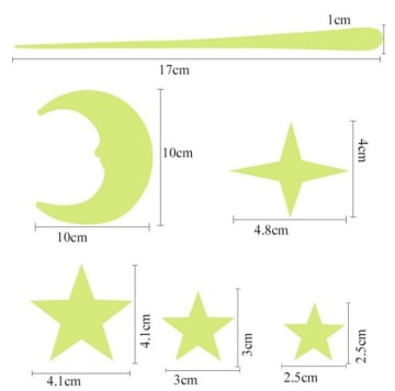 Флуоресцентные самоклеящиеся звезды и луна, светящиеся в темноте, 216 шт.