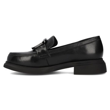 Skórzane półbuty Czarne wsuwane Mokasyny lordsy loafersy Filippo DP6175/24