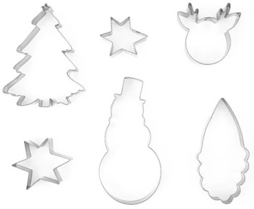 Wykrawacze do ciastek Merry Christmas srebrne foremki świąteczne 6 sztuk