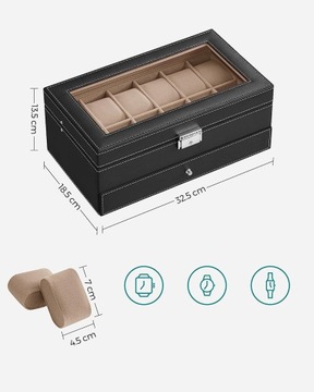 Органайзер-шкатулка для часов с ящиком для шкатулки для драгоценностей x12