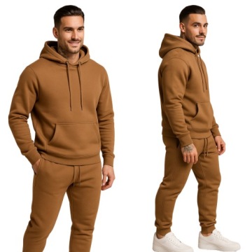 DRESOWY KOMPET MĘSKI - DRES - KOLOR BRĄZOWY, SPODNIE I BLUZA Z KAPTUREM XL