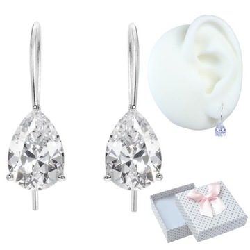 KOLCZYKI SREBRNE pr 925 CYRKONIA ŁEZKA zapinane Eleganckie Dzieci 6x8mm