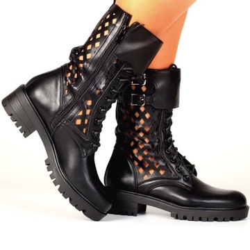 BOTKI DAMSKIE BUTY WIOSENNE AŻUROWE GLANY