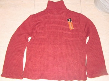 SWETER PÓŁGOLF MĘSKI CZERWONY S 36-38 ACRYL 100%!