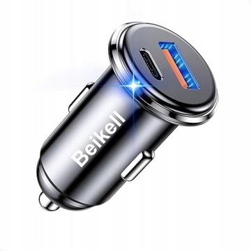 Ładowarka samochodowa USB C,Beikell 48W PD & QC 3.0 Dual Ports b6520