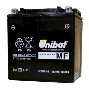 Akumulator Unibat MF AGM 12V 30Ah 385A P+