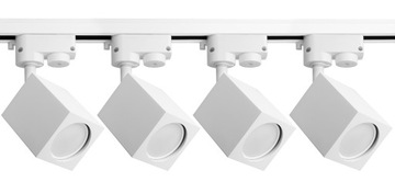 4 x Reflektor szynowy sześcian LED GU10 biały + 2