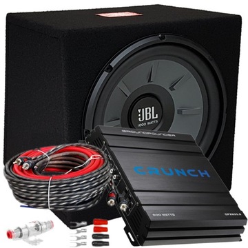 SKRZYNIA BASOWA JBL 1000W MDF + Crunch + Kable
