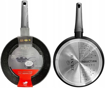 PATELNIA MARMURKOWA 24CM INDUKCJA PEŁNE PŁASKIE DNO GAZ ZILNER PREMIUM