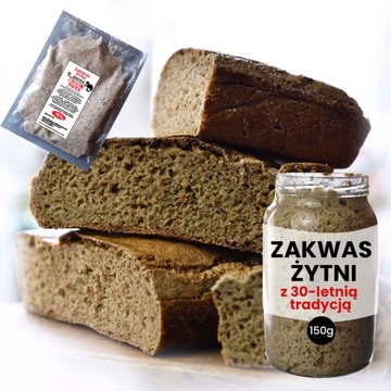 ZAKWAS ŻYTNI CHLEBOWY aktywny do wypieku CHLEBA 150g + przepis KAMELEON