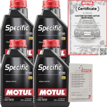 MOTUL SPECIFIC 0720 5W30 4L RENAULT RN0720 MB 226.51 + ZAWIESZKA