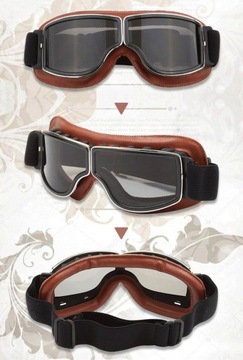 ВИНТАЖНЫЕ МОТОЦИКЛОВЫЕ ОЧКИ ДЛЯ ПИЛОТОВ КОЖАНЫЕ ОЧКИ