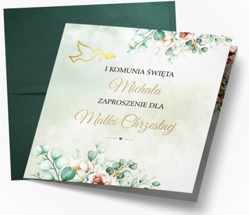 ZAPROSZENIA na Komunię dla Matki Chrzestnej Ojca Chrzestnego PAPIER PERŁOWY