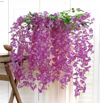 ИСКУССТВЕННЫЕ ЦВЕТЫ ГИРЛАНД ВИСТЕРИ 110см Плющ 12шт Для стены на балкон