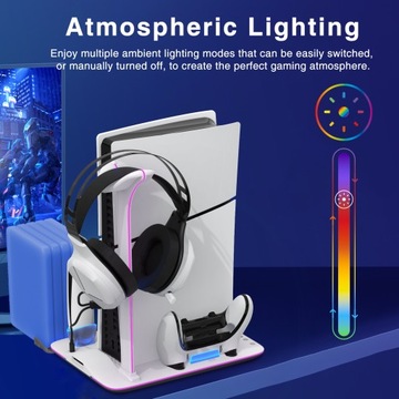ЗАРЯДНАЯ СТАНЦИЯ ОРГАНАЙЗЕР RGB ДЛЯ ОХЛАЖДАЮЩЕГО ВЕНТИЛЯТОРА DualSense+PS5 SLIM 2023