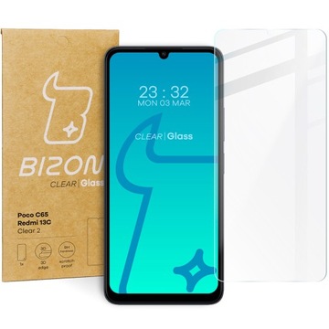 Szkło hartowane, ochronne Bizon do Redmi 13C/Poco C65, szybka, szkiełko