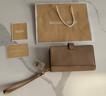Кошелек Michael Kors Jet Set Travel, бежевая кожа