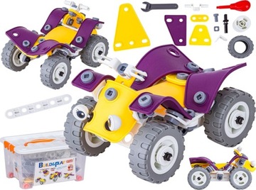 ZESTAW KLOCKÓW DO SKRĘCANIA HELIKOPTER SAMOCHÓD QUAD SAMOLOT 100 EL 4W1