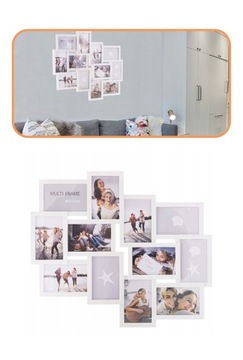 НАБОР МУЛЬТИРАМА ИЗ 12 ФОТОРАМОК БЕЛАЯ РАМКА МУЛЬТИ ФОТОГАЛЕРЕЯ КОЛЛАЖ