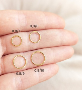 ЗОЛОТАЯ СЕРЬГА-КОЛЬЦО-КЛИКЕР, СТАЛЬ 316L 0.8/6