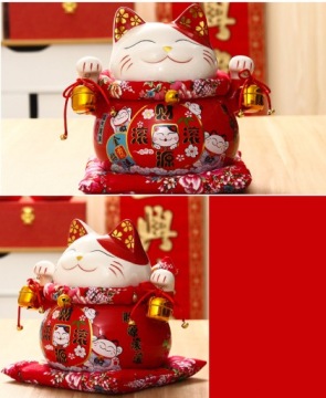 ФАРФОРОВЫЙ КОТЕНОК-КОПИЛКА ЯПОНСКИЙ КОШКА СЧАСТЬЯ