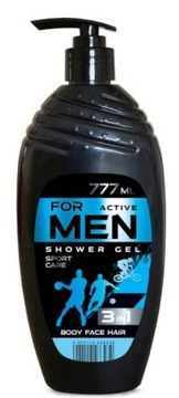 ŻEL POD PRYSZNIC FOR MEN ACTIVE 3W1 777ML Z POMPKĄ TWARZ CIAŁO WŁOSY