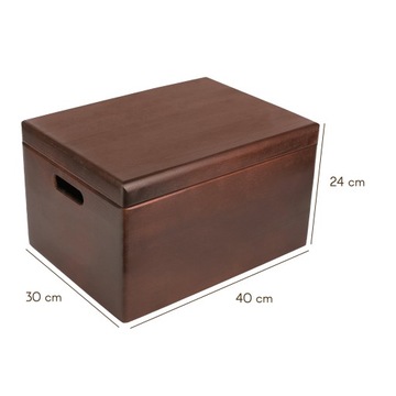 Коричневый деревянный ящик с ручками 40х30х24 см.