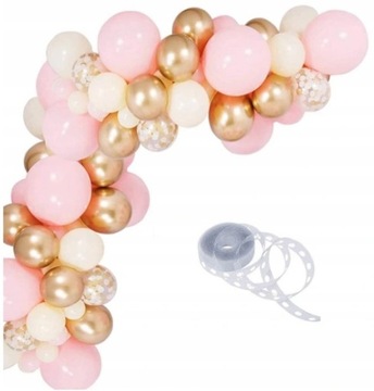 Girlanda z Taśmą Balony Różowe Złote Łuk Konfetti