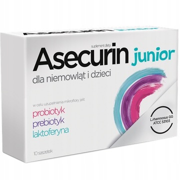 ASECURIN JUNIOR PROBIOTYK LAKTOFERYNA PREBIOTYK