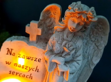 Ангел со светодиодной свечой с подсветкой 23,5 см, декоративная свеча для декоративной могилы