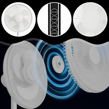 WENTYLATOR STOJĄCY WIATRAK PODŁOGOWY POKOJOWY CICHY 8 TRYBÓW + PILOT