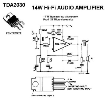 TDA2030 SCALONY WZMACNIACZ MOCY 18W klasa AB
