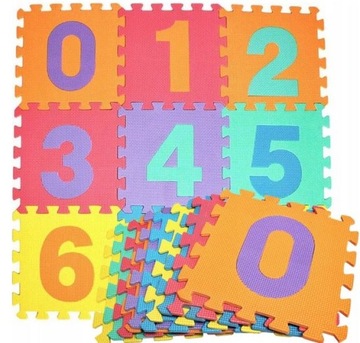 MATA PIANKOWA DUŻE PUZZLE 10 szt CYFRY 30x30