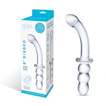 DILDO СКЛЯНЕ ДВОХСТОРОННЯ A+W - GLASS RIBBED G-SPOT  фото 3