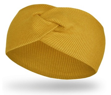 Żółta OPASKA PRZEPLATANA dziecięca na głowę Musztardowa PRĄŻEK turban 52-56